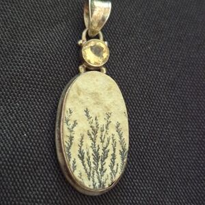 Artisan Silver and Cream Botanical Pendant